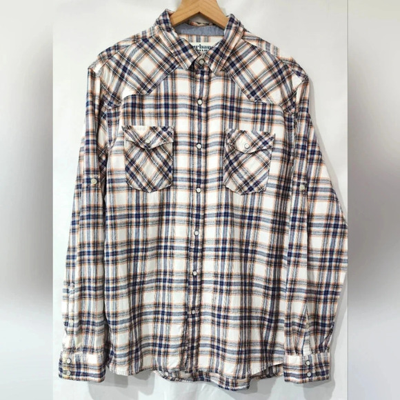 Urban Pipeline Men's Button Down Size XL Blue Plaid Pearl Snap Western Rodeo - Picture 1 of 9